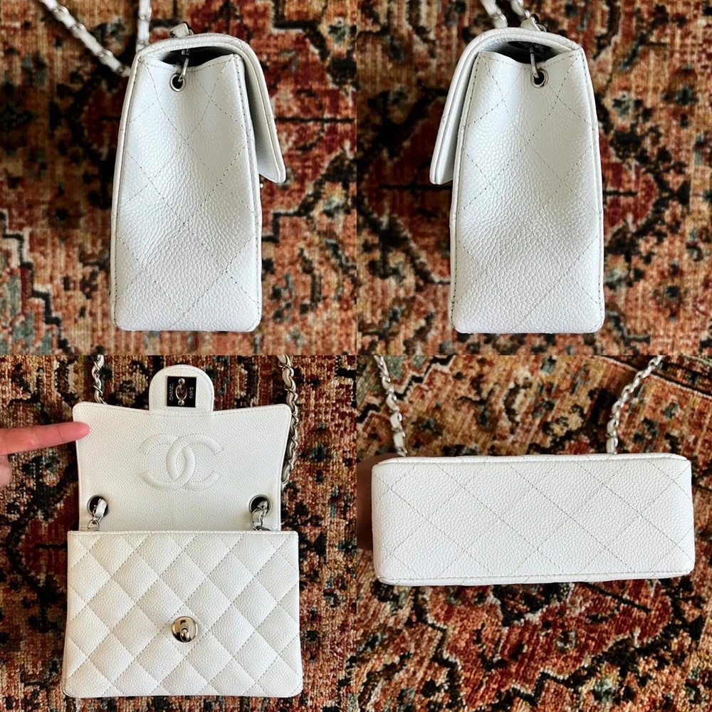 ❌SOLD-payment plan❌Chanel Classic Caviar Mini Square White Flap Bag - Picture 6 of 10
